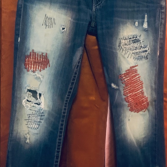 RED-STITCH PATCH TRUE RELIGION JEANS - Picture 3 of 8